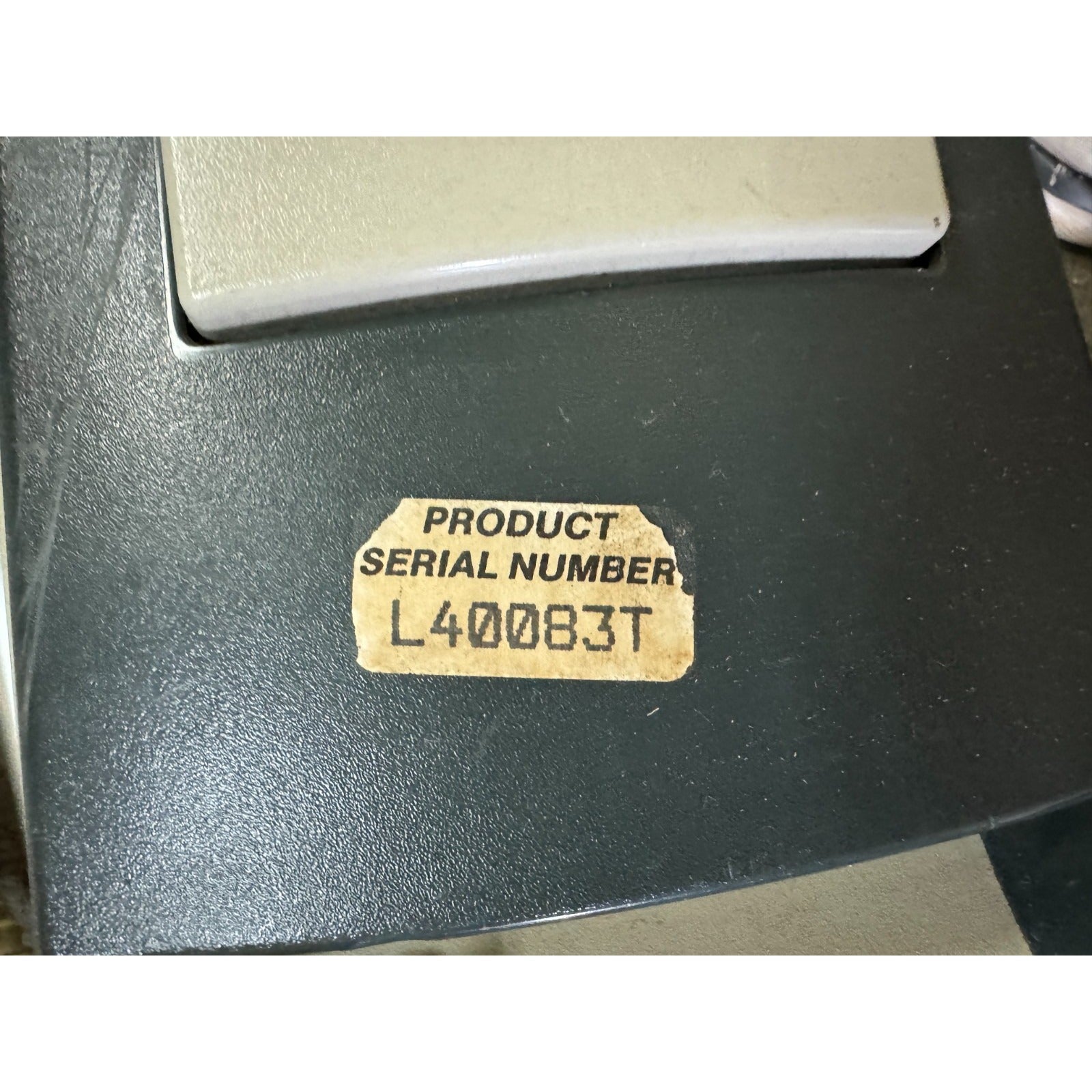 Electrolux LE Ambassador 2000 Vacuum closeup of product serial number label