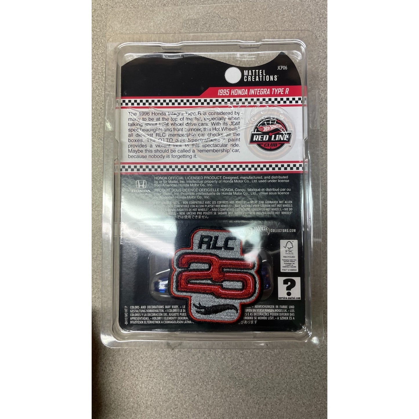 Hot Wheels 1995 Honda Integra Type R - Red Line Club Exclusive back of package item details