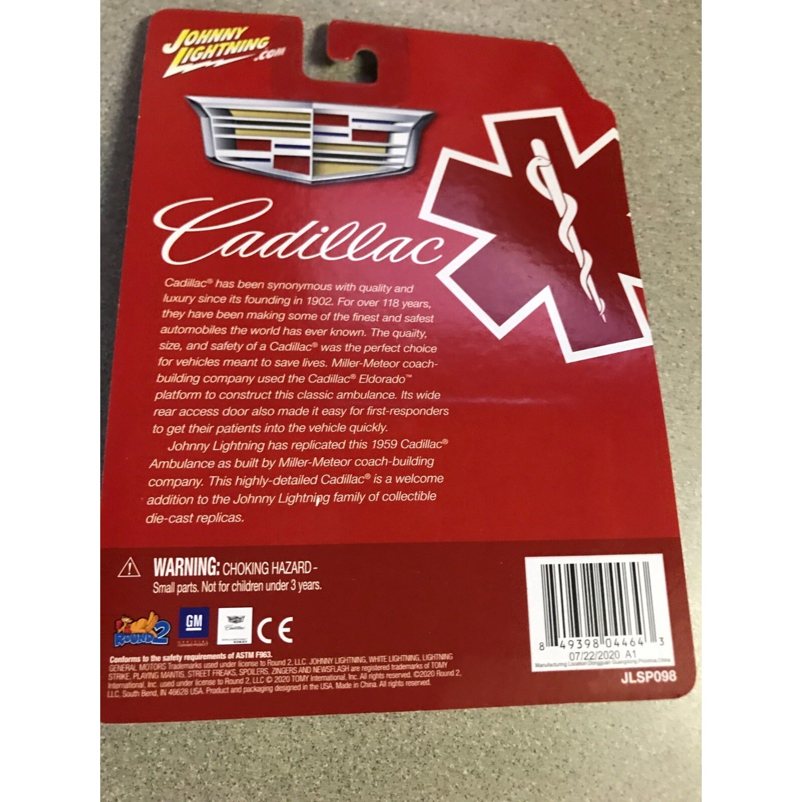 Johnny Lightning 1959 Cadillac Ambulance JLSP098 back of package item details
