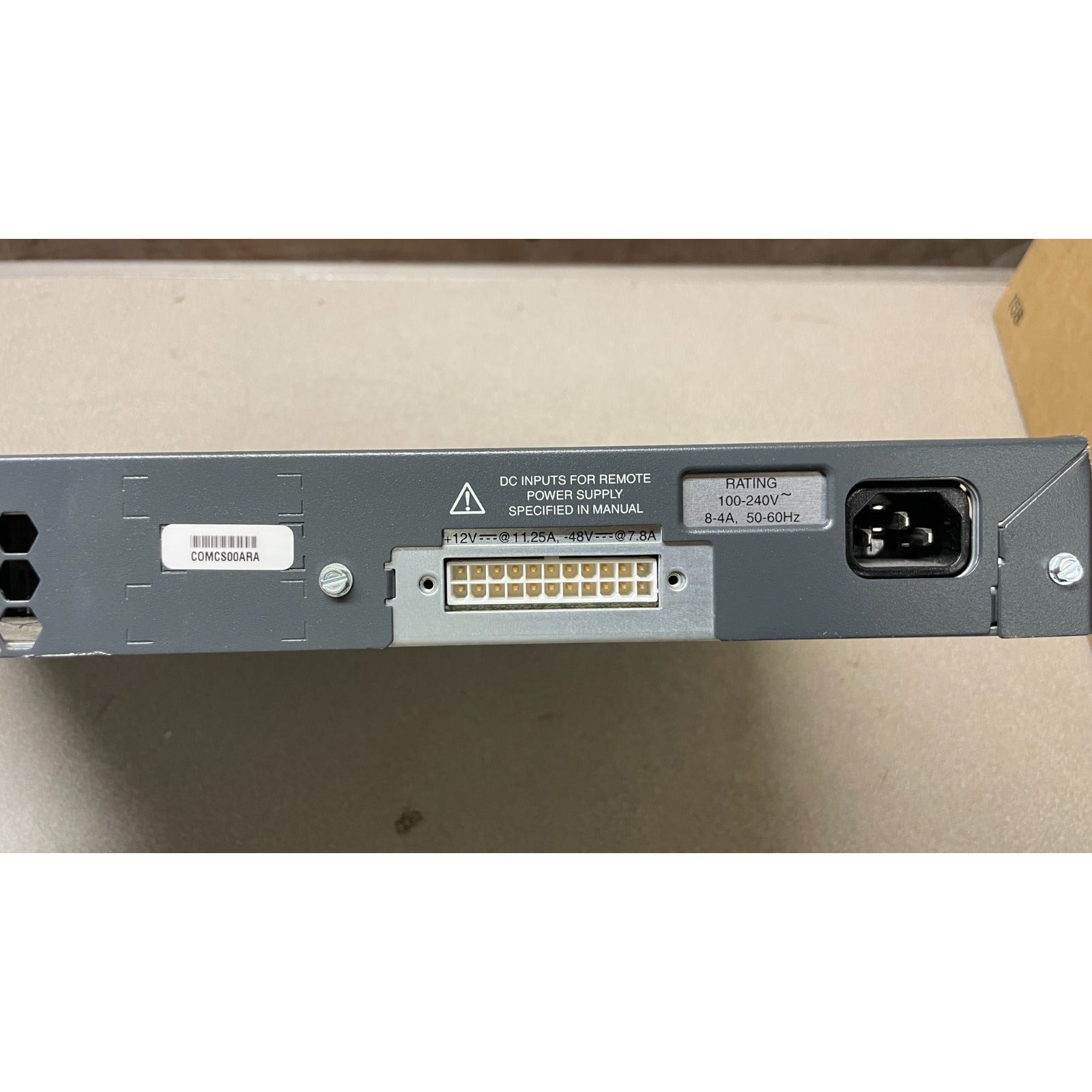 Cisco Catalyst 2960 Series PoE-24 back panel closeup of connections