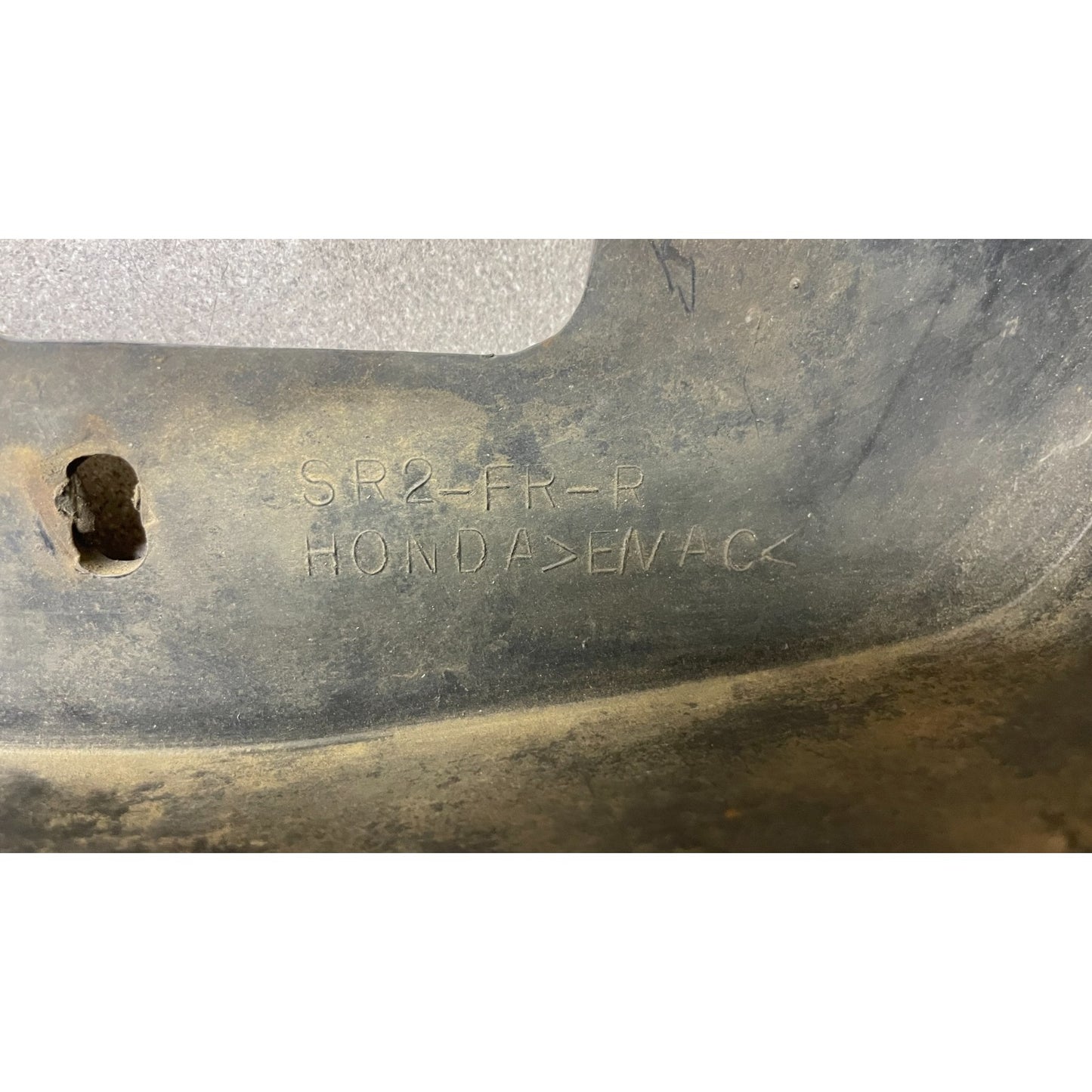 OEM Honda Civic Del Sol Set of 4 Mudflaps closeup of product marking SR2-FR-R
