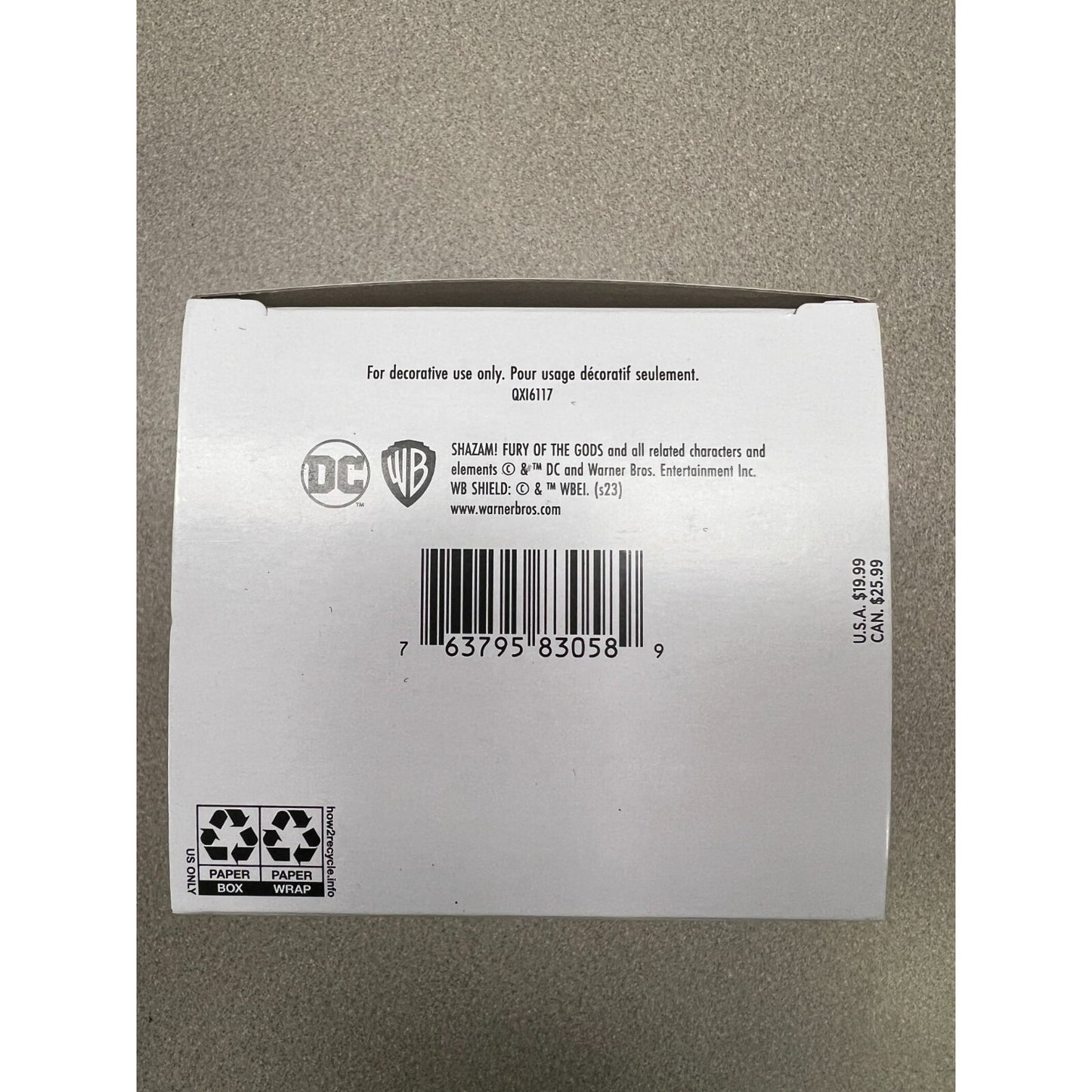 Hallmark Keepsake: Shazam! Fury of the Gods (2023 DC Comics)
  bottom of box licensing and UPC