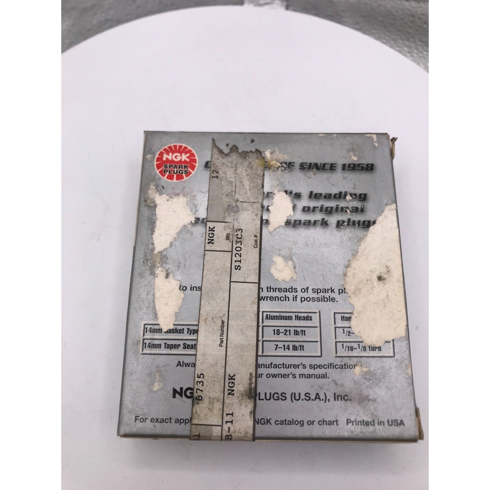 NGK Spark Plugs BUR5EB-11 Stock No. 6735 - Lot of 4 silver box back of box