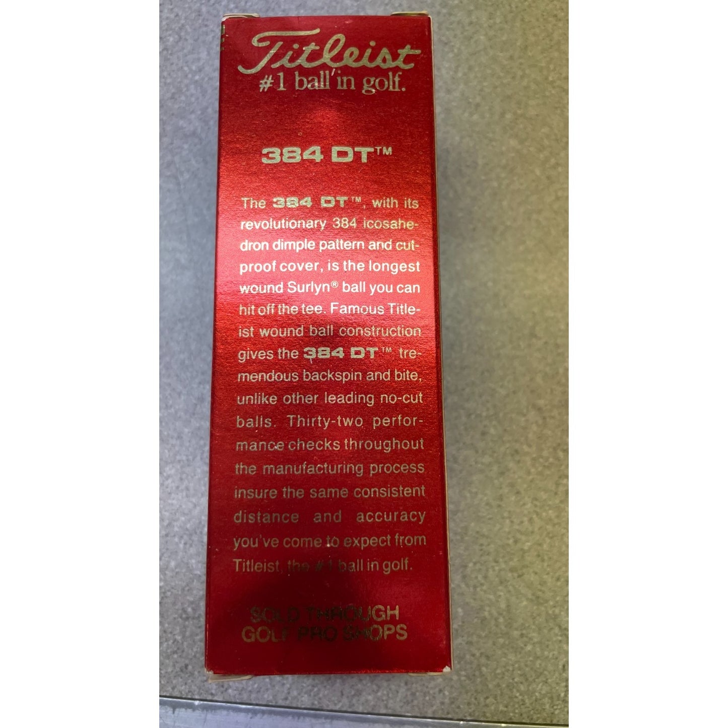 Titleist 384 DT 90 Compression Golf Balls side of package item details