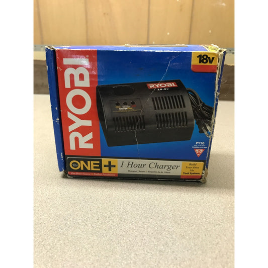 RYOBI One+ 18v Battery Charging Station, P110 with Original Box front of box picture of charger
