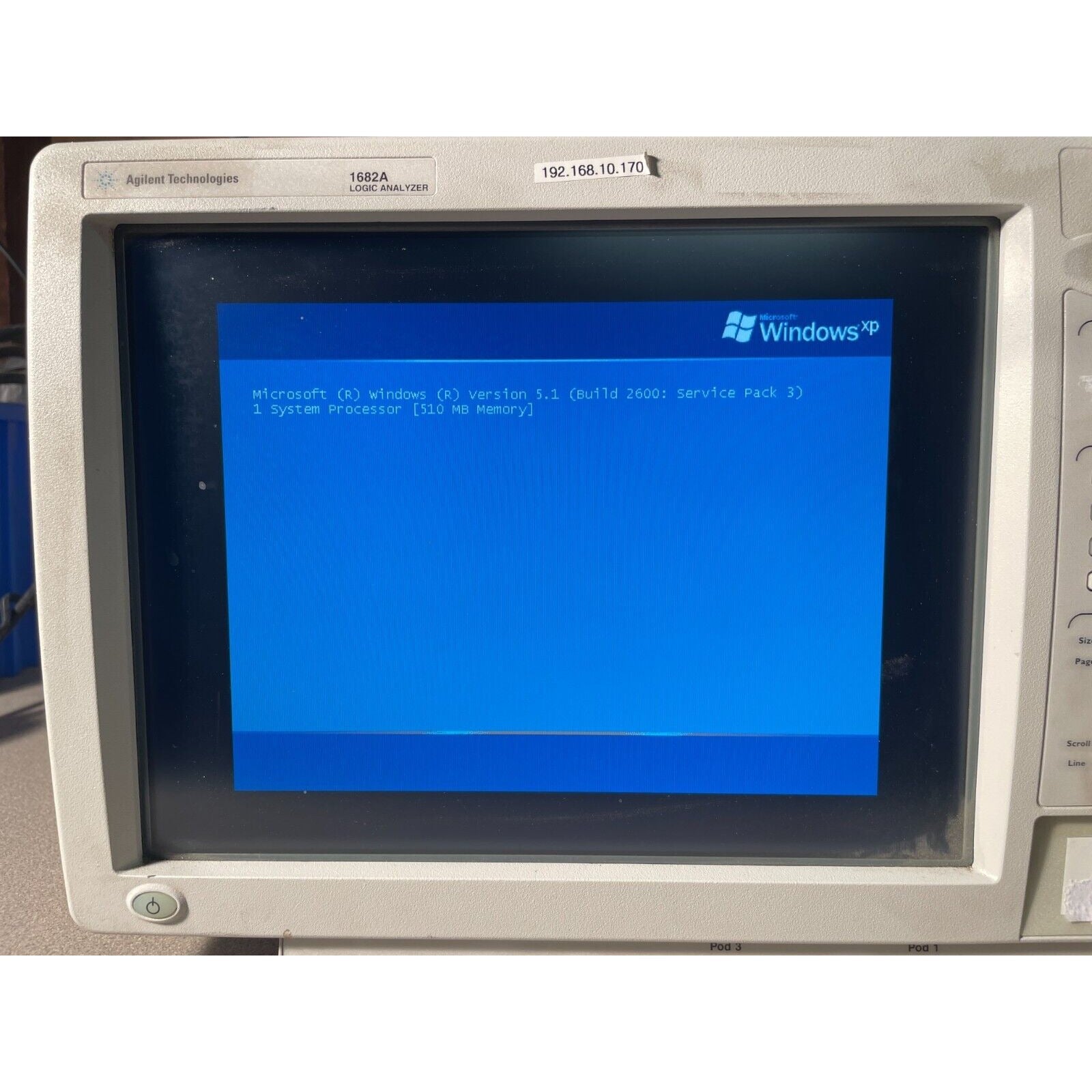 HP/Agilent 1682A Standalone Logic Analyzer display on with Windows XP screen
