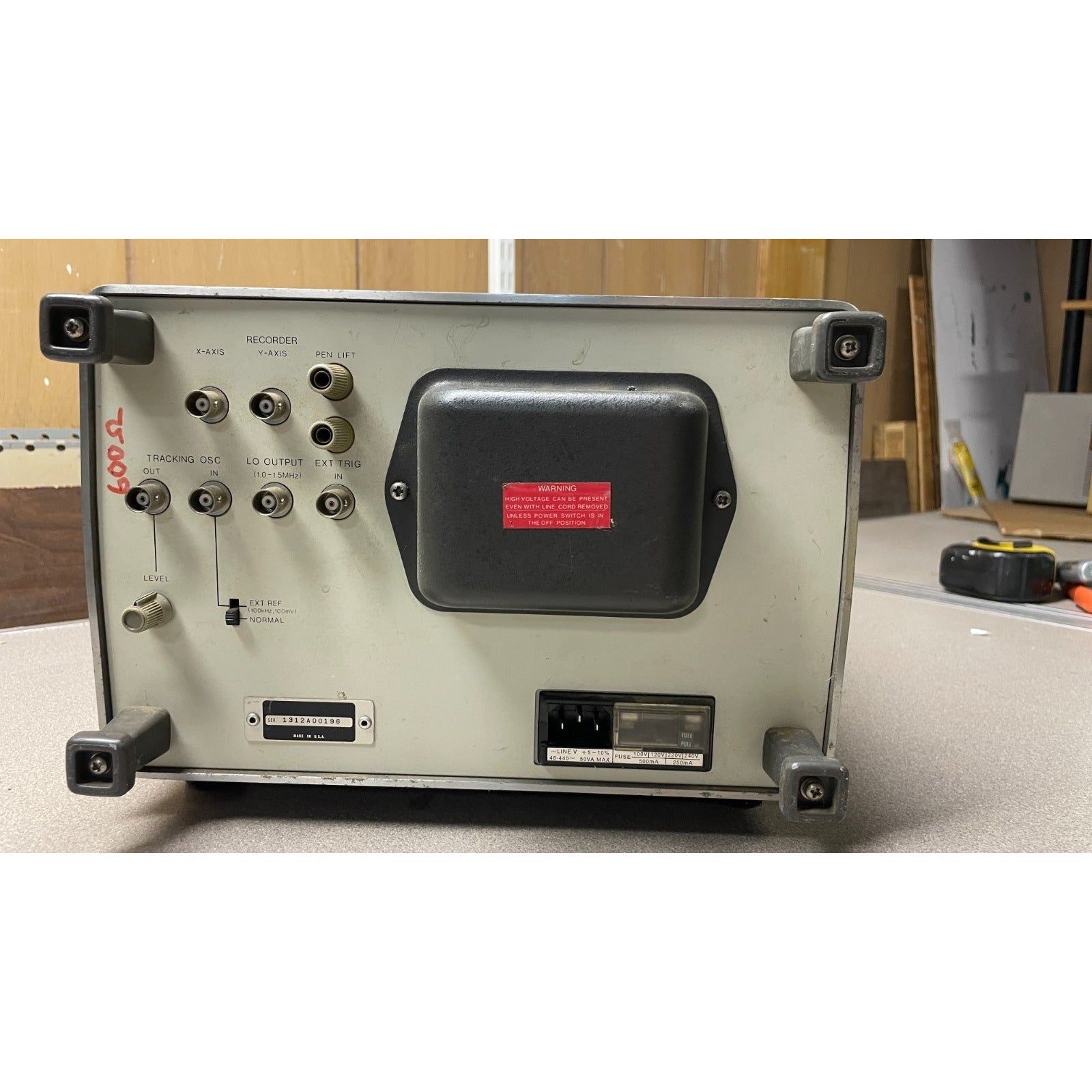 HP 3580A Spectrum Analyzer back panel view 