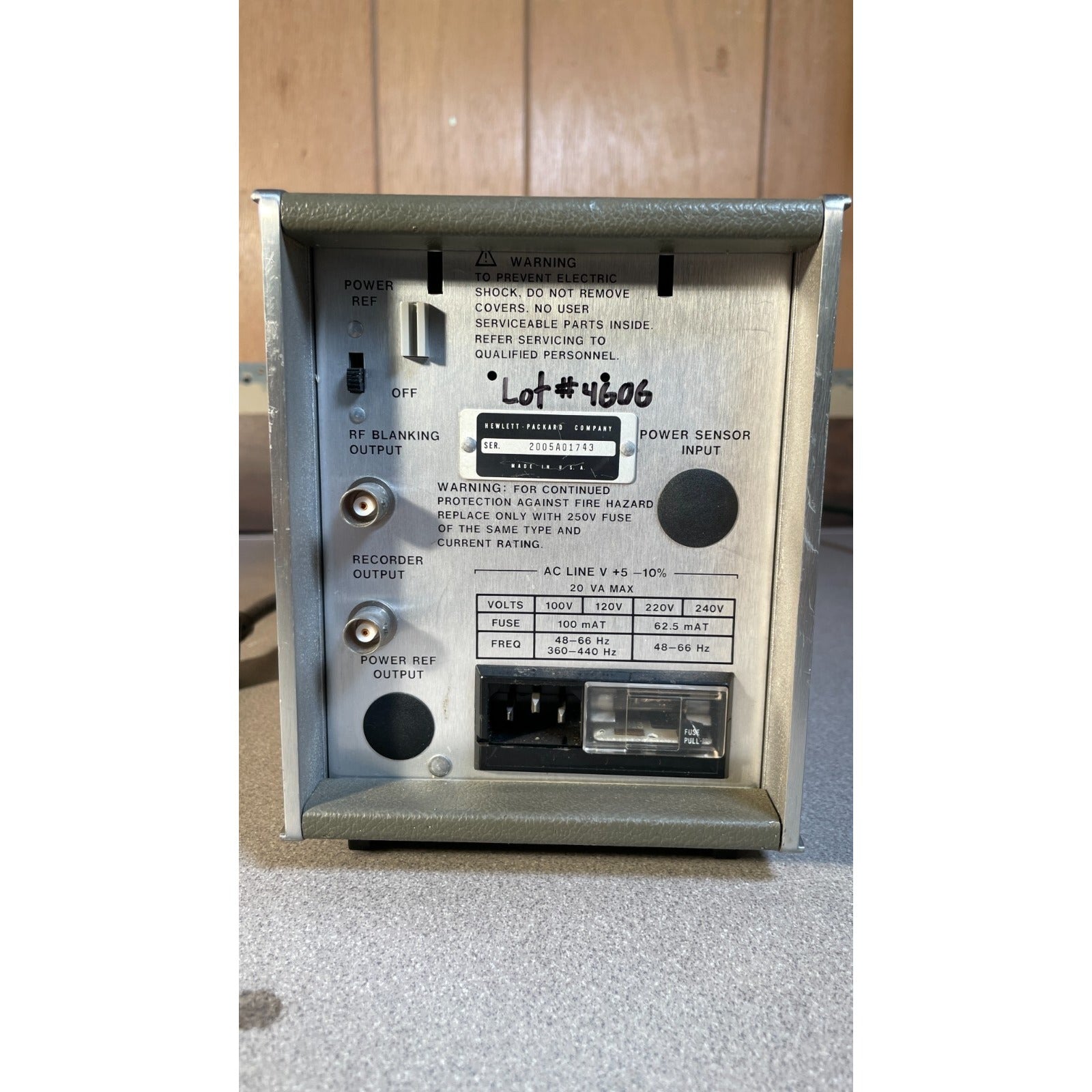 HP 435B Power Meter back panel with connections