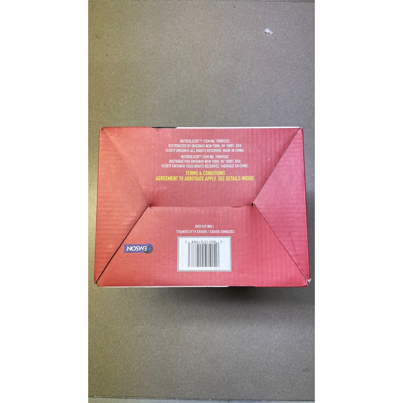 NutriSlicer Vegetable and Fruit Slicer bottom of box