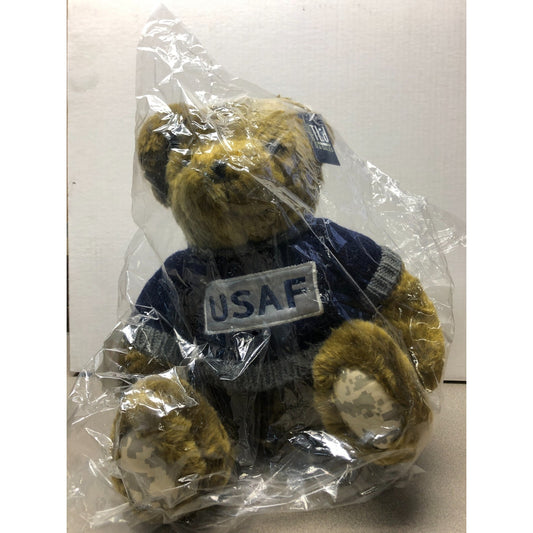 Air Force Teddy Bear front view of bear in clear plastic packaging