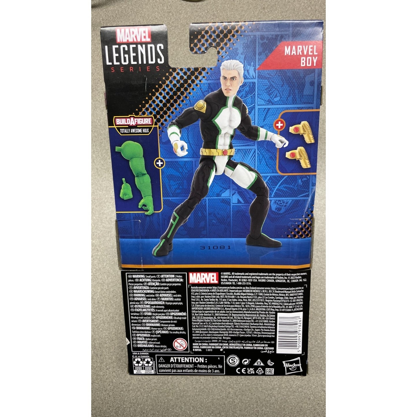 Marvel Legends F3683 Marvel Boy
 back of package with item details