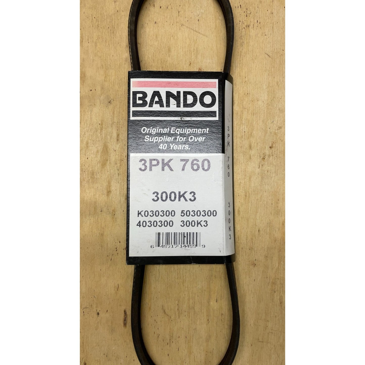 Bando 3PK760 Belt, 3PK-760, 300K3 front of package with belt visible