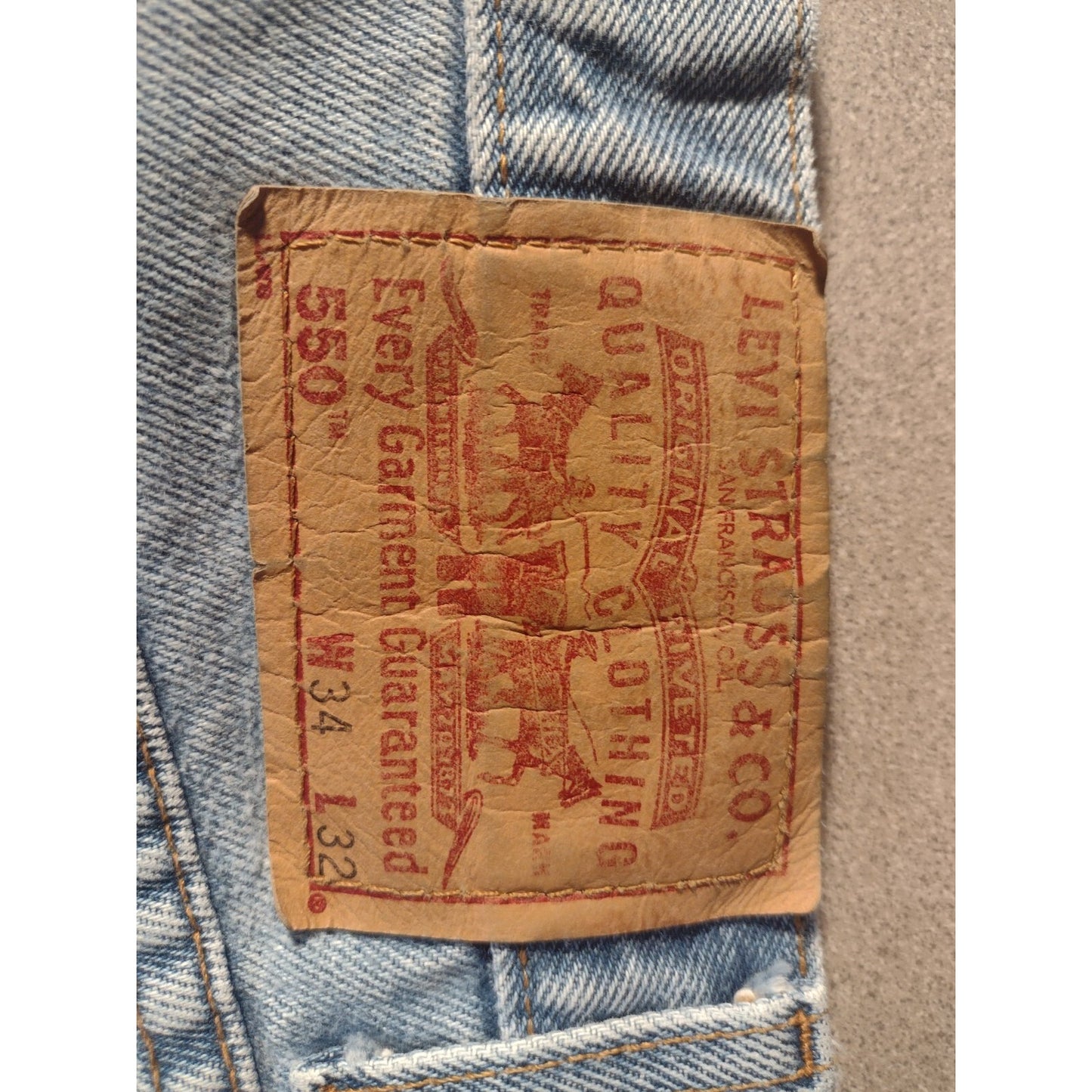 Levi's Strauss & Co Relaxed Fit Light Blue Jeans W34 L32 size label