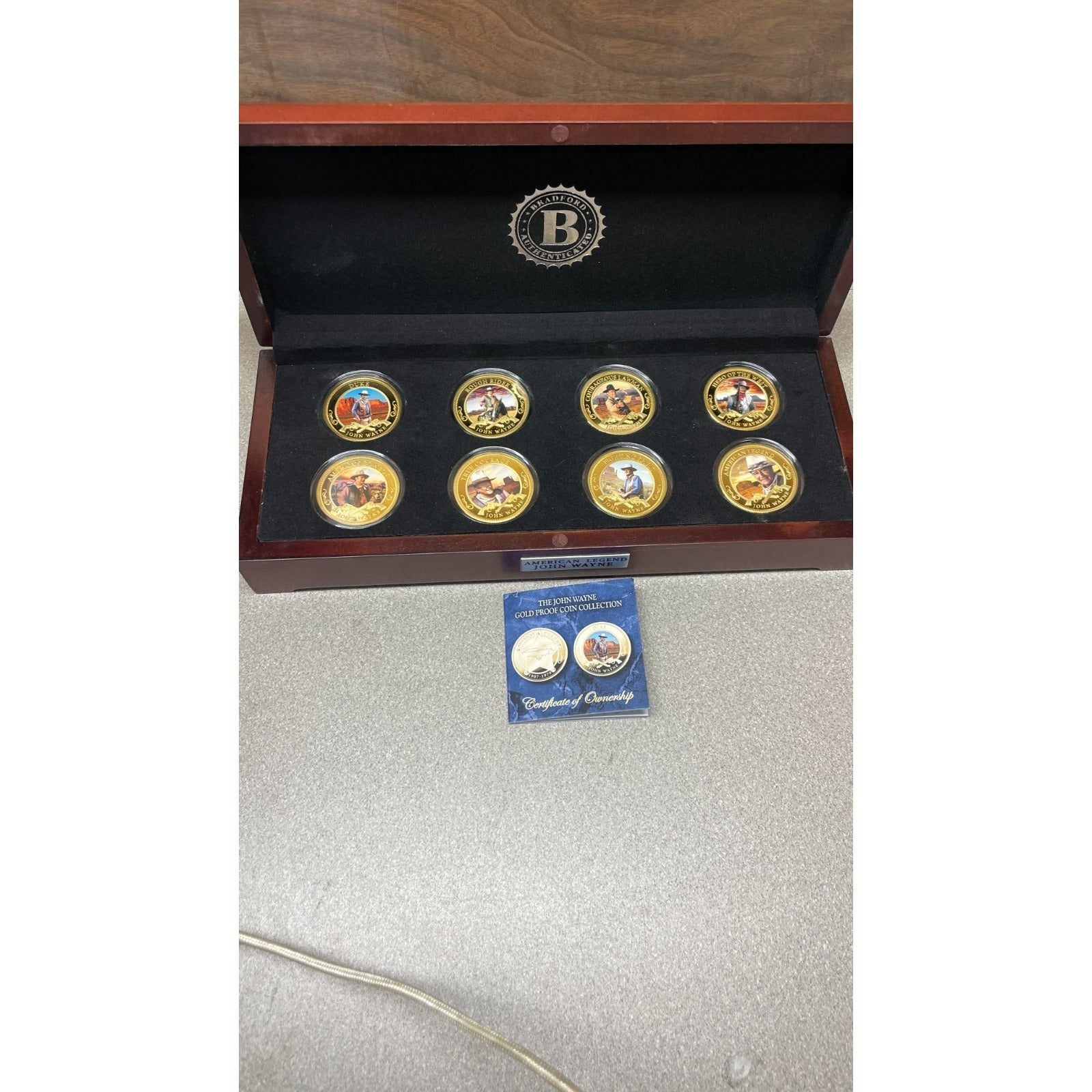 Bradford Exchange John Wayne Commemorative Coins and Collection Case with certificate of ownership