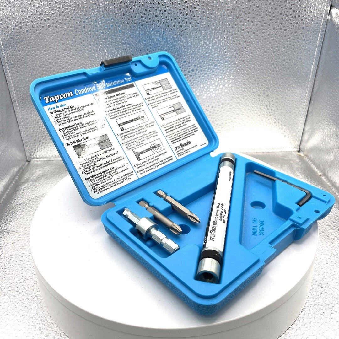 Buildex Tapcom Condrive 500 Installation Tool  side-front view with instructions