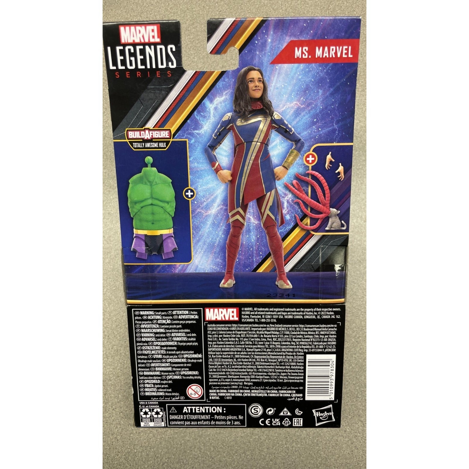 Marvel Legends F3682 Ms Marvel back of package item details