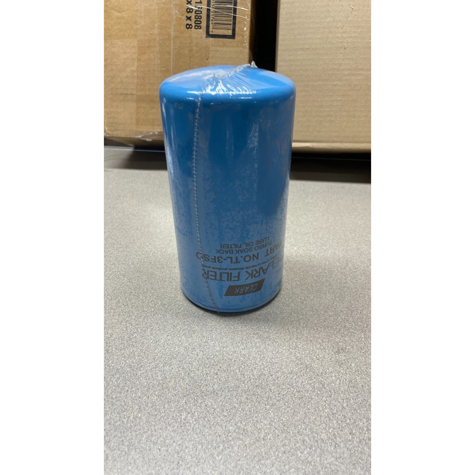 Clark Oil Filter, Part No.TL-3FSO Turbo Soak Back Lube Oil Filter front view filter in clear plastic wrap