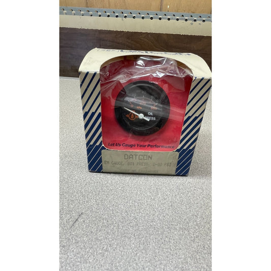 DATCON EM Gauge, 881 Press, 0-80 PSI, Oil Pressure Gauge, Part No. 06340-01 front of package displaying gauge