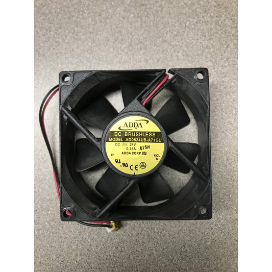 DC Brushless 2 Wire Fan ADDA AD0824UB-A71GL 12VDC front view wit product label