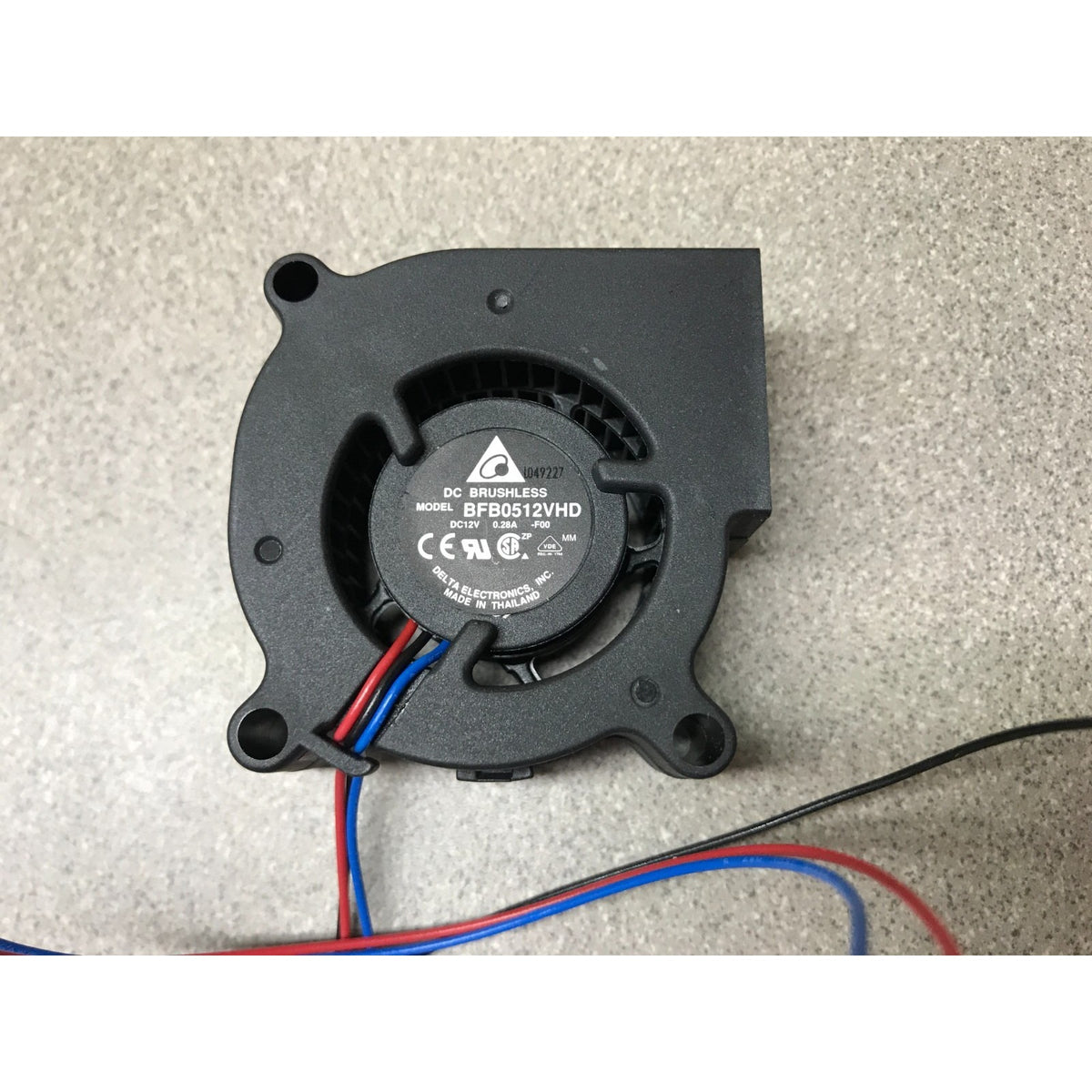 Delta DC Brushless BFB0512VHD Small 2 Pin Fan Blower 52.1 X 20MM 12 VDC front view with product label
