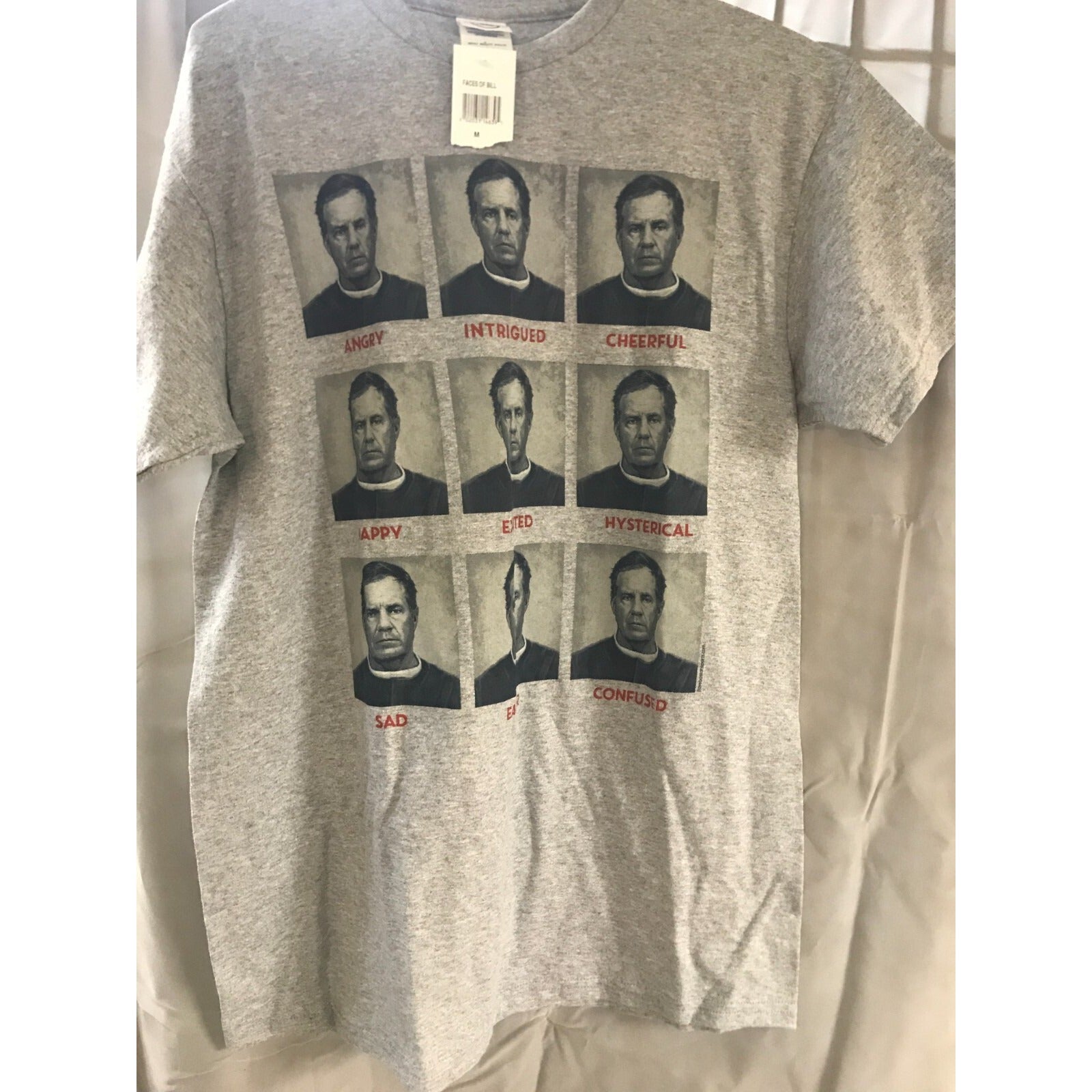 Delta Pro Weight Bill Belichick T-Shirt, 90% Cotton, 10% Poly. Men's M front of shirt on hanger
