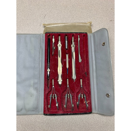 Dietzgen Reliance Vintage Drafting Tool Set displayed in case