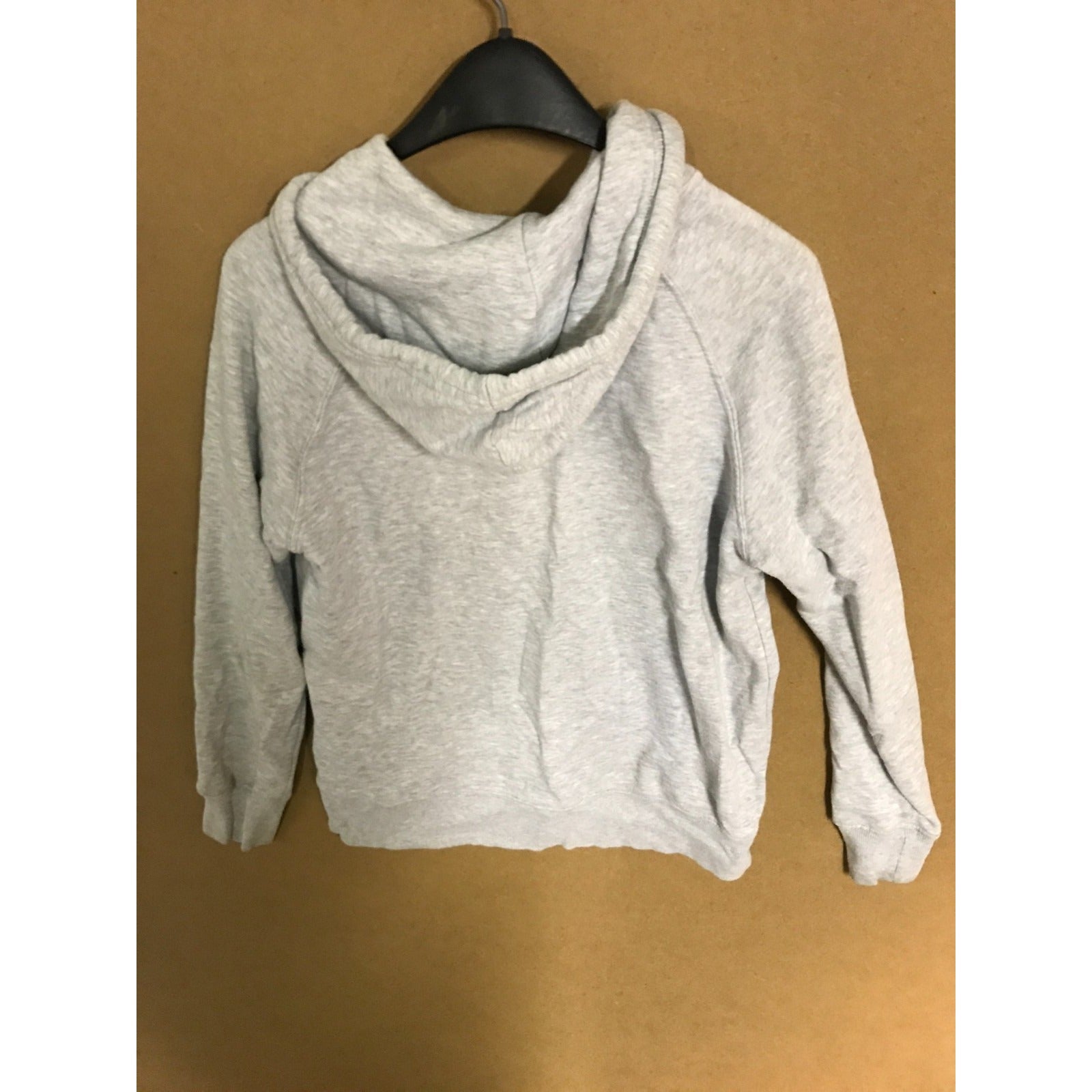 North Face Zip-up Hoodie Light Grey Women's Medium back of hoodie on hanger