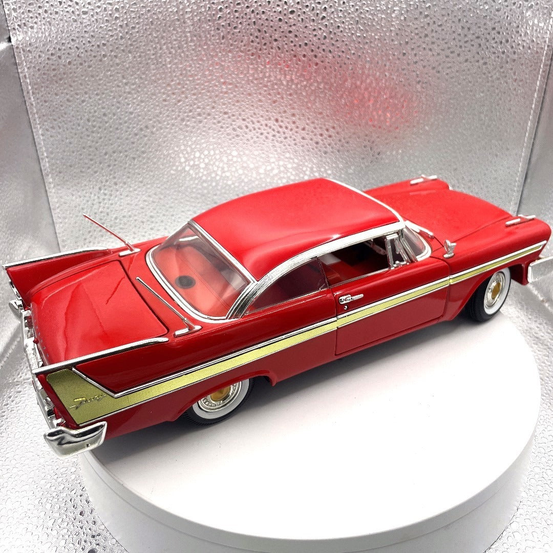 Motor Max 1958 Plymouth Fury Red Die Cast, Scale 1:18, No. 73115 trunk and passenger side view