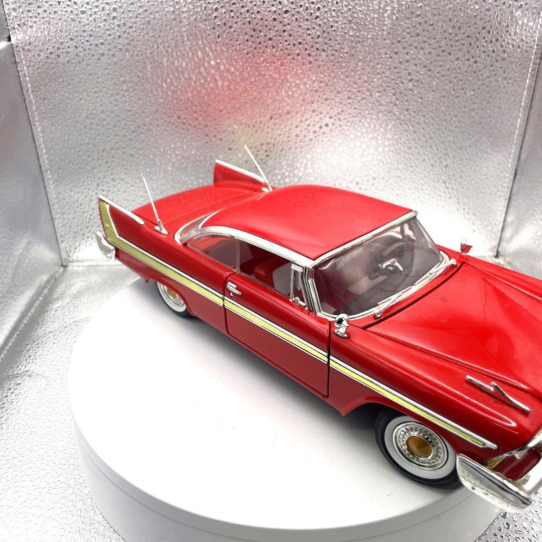 Motor Max 1958 Plymouth Fury Red Die Cast, Scale 1:18, No. 73115 passenger and front side
