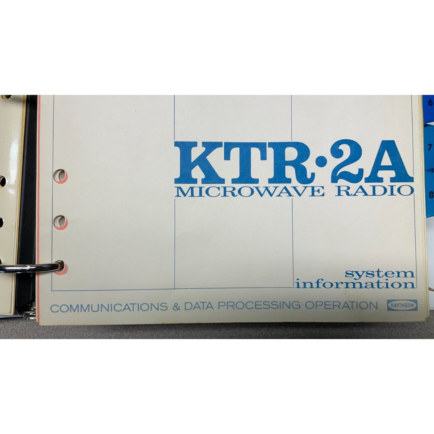 Raytheon KTR-2A Microwave Radio Communications &amp; Data Processing Operation Service Manual cover page details