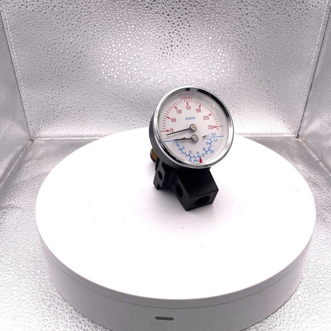 ENFM Temperature and Pressure Gauge 2.5in - Made in Holland side view