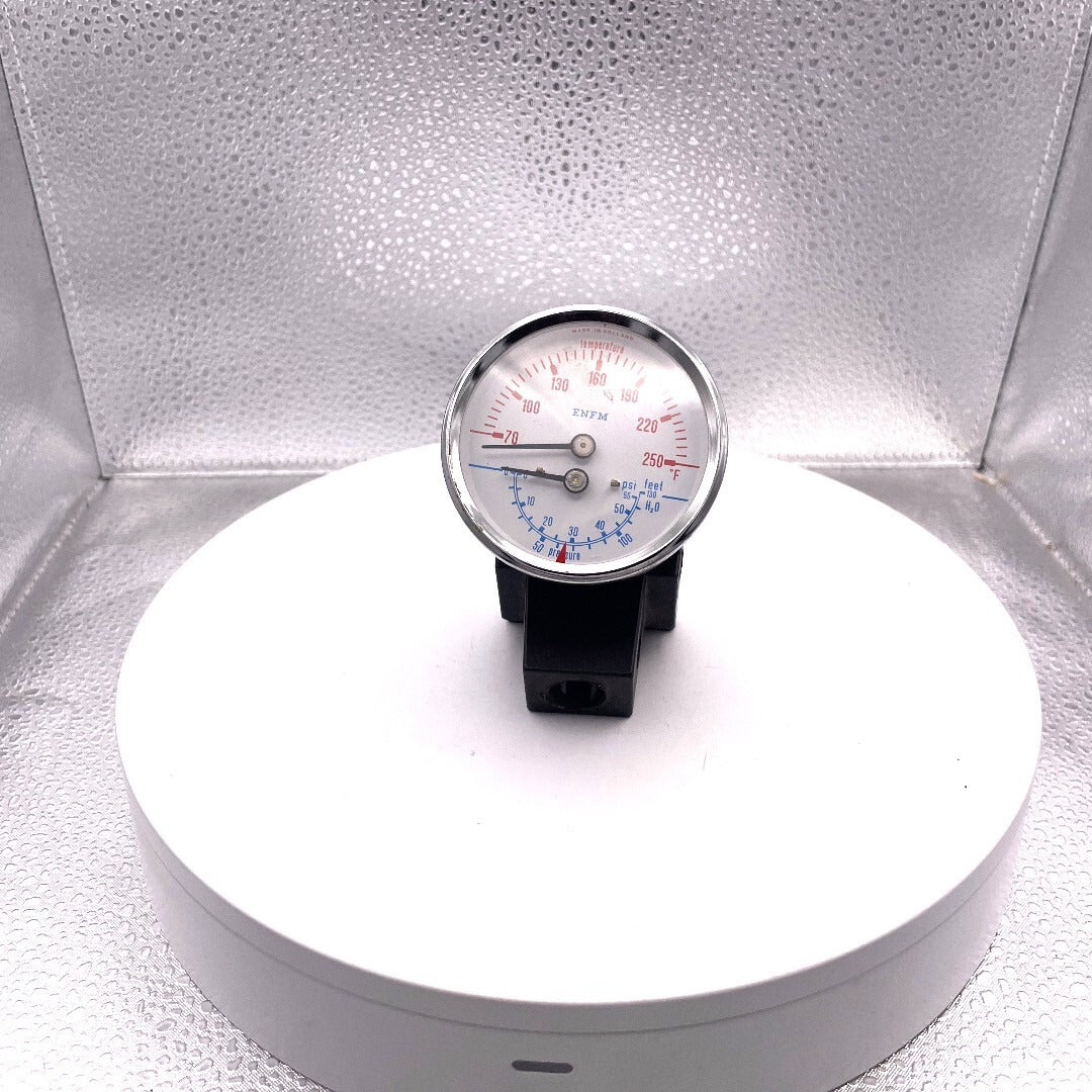 ENFM Temperature and Pressure Gauge 2.5in - Made in Holland face view