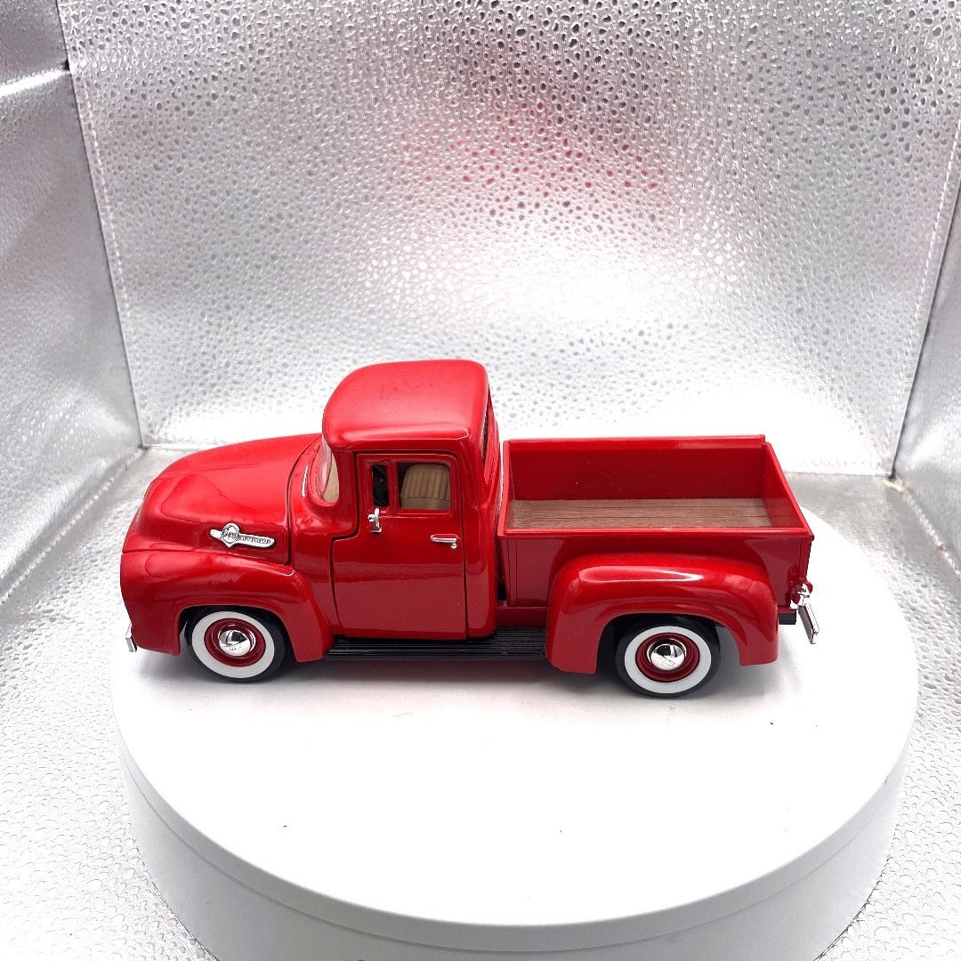 Motor Max 1955 Ford F-100 Pickup Red Die Cast, Scale: 1/24, No. 79341
 drivers side view