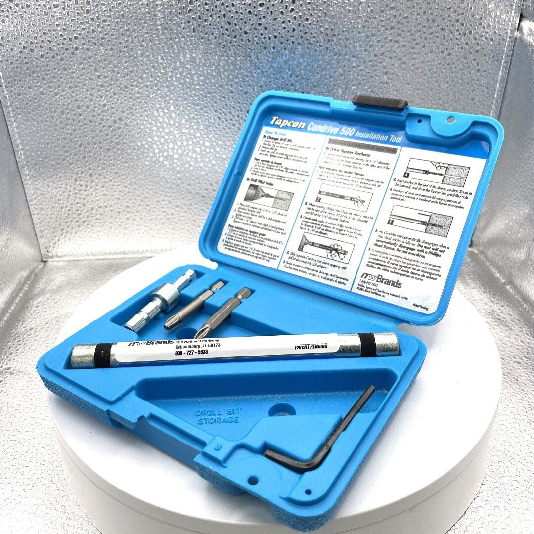 Buildex Tapcom Condrive 500 Installation Tool  side view in case with instructions