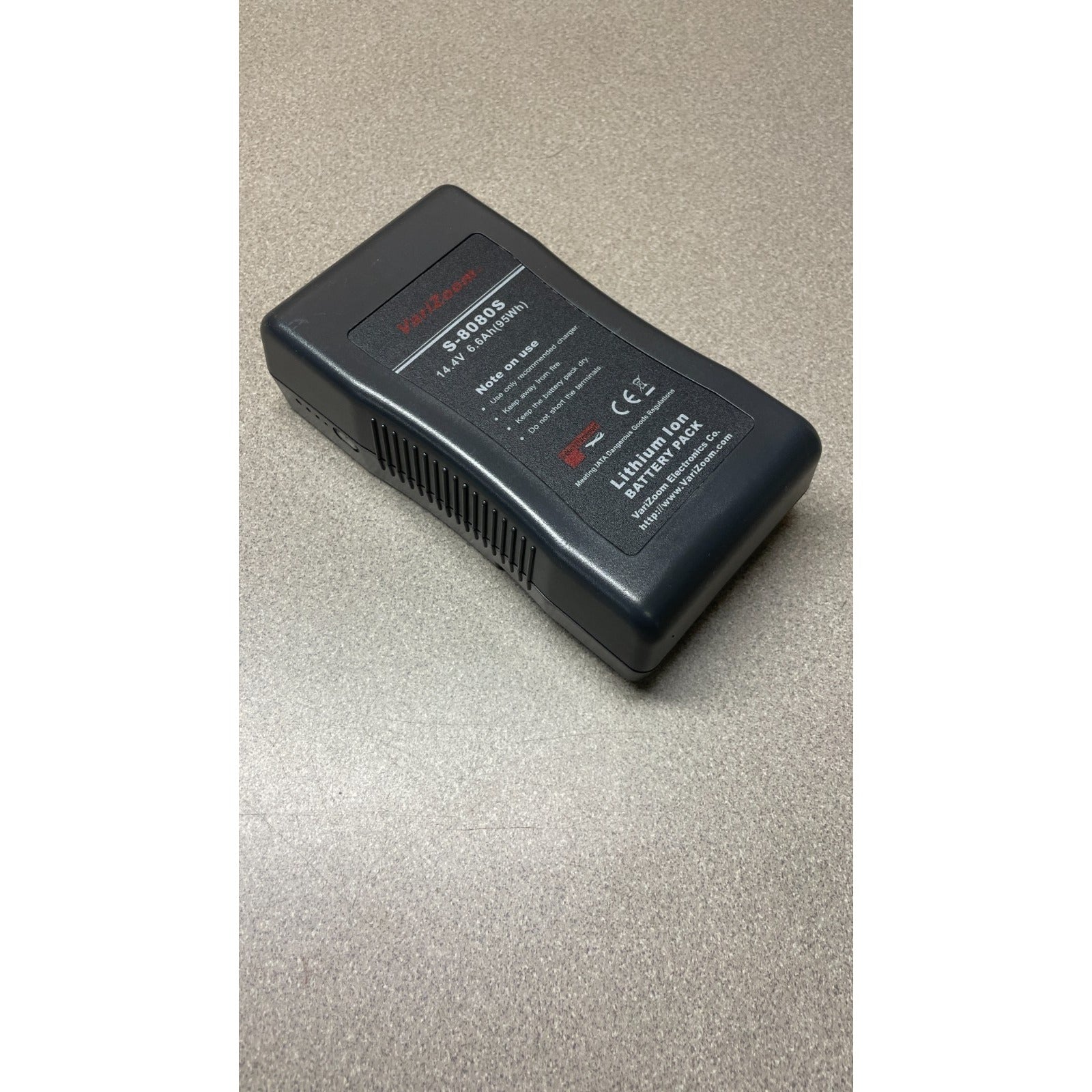 VariZoom S-8080S Lithium Ion Battery Pack front and side view