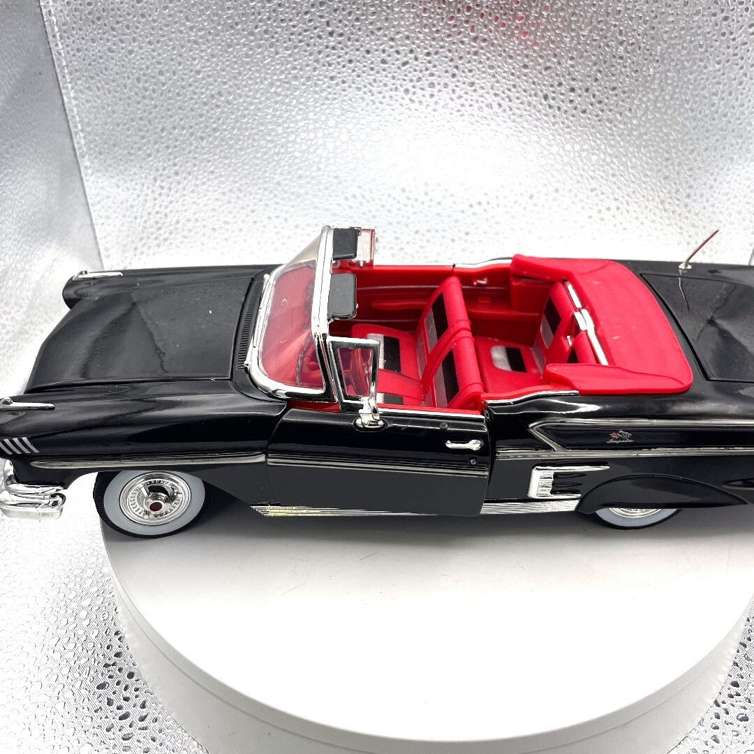 Motor Max 1958 Chevrolet Impala Black, Scale 1:18 No 73112 driver's side view