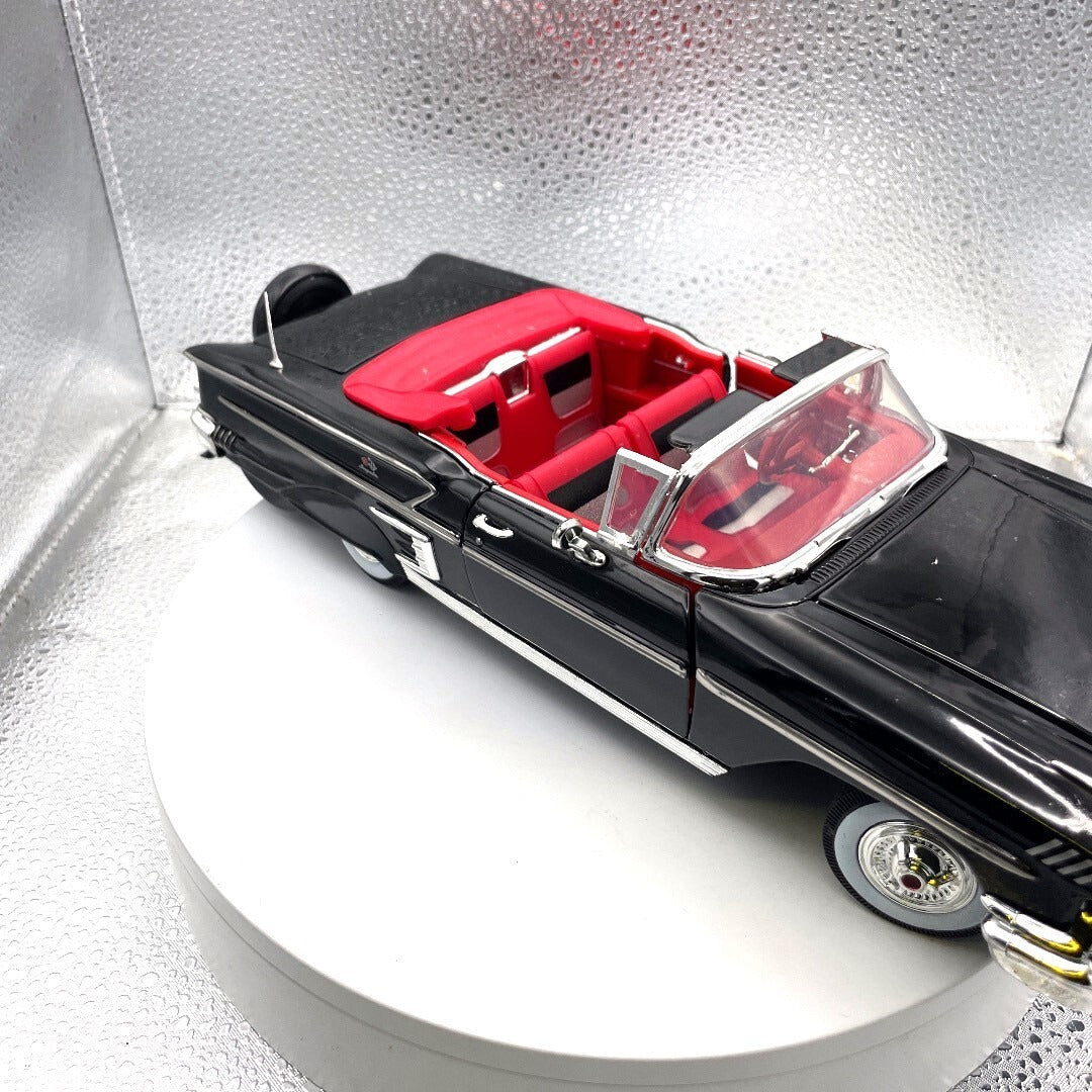 Motor Max 1958 Chevrolet Impala Black, Scale 1:18 No 73112 passenger side view