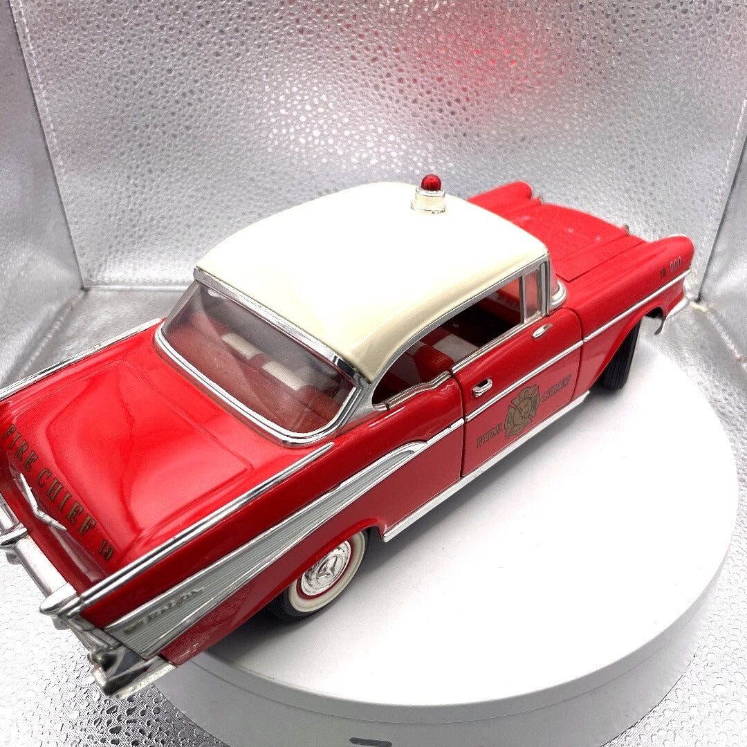 Road Legends 57 Chevrolet Bel Air Red Fire Chief Die Cast, Scale: 1/18, No. 92108 passenger side view