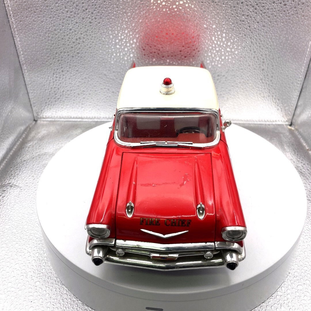 Road Legends 57 Chevrolet Bel Air Red Fire Chief Die Cast, Scale: 1/18, No. 92108 front view
