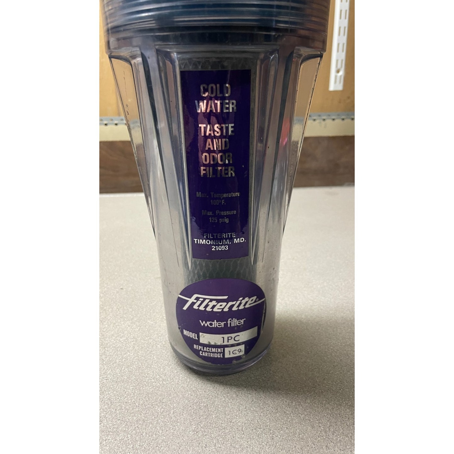Filterite Water Filter Model 1PC front view with product label
