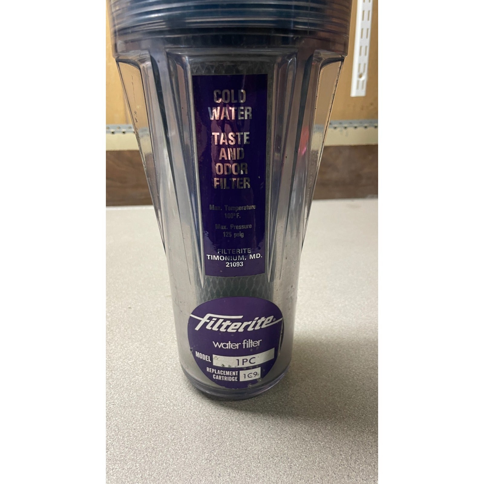 Filterite Water Filter Model 1PC front view with product label