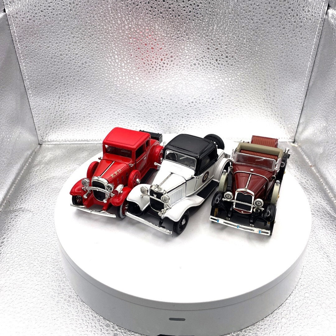 Ford Die Cast Lot of 3, Red Chief R.F.D, California Highway Patrol, 1931 Model A Brown front end view
