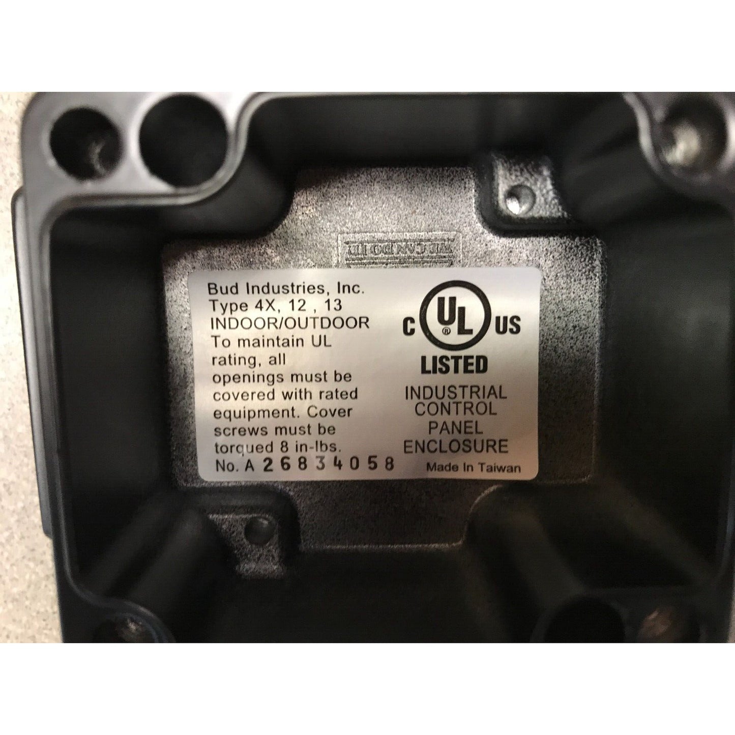 Control Panel Enclosure Bud Industries Type 4X, 12, 13 - H14, AN-2851-B