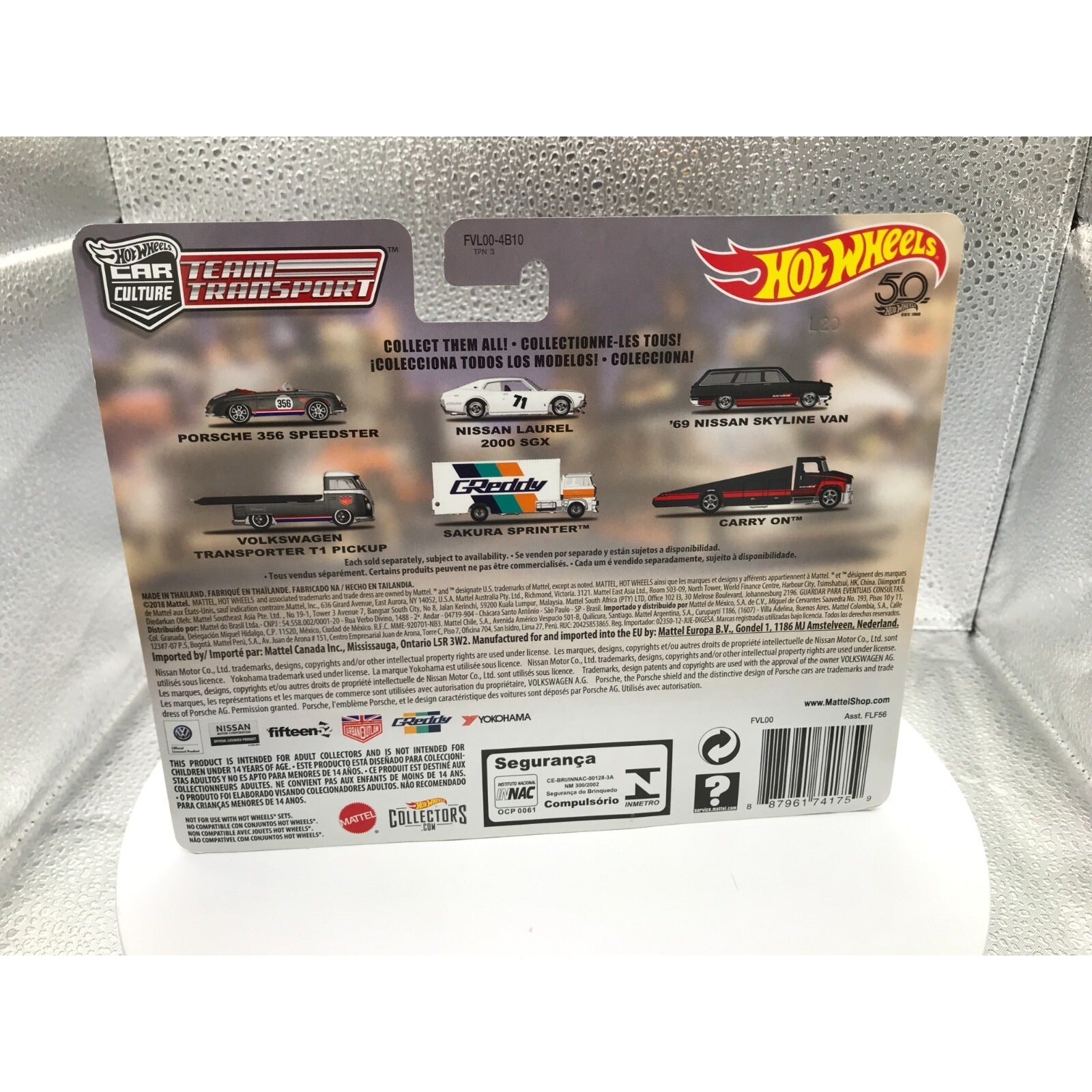Hot Wheels Team Transport '69 Nissan Skyline Van Carry On back of package with item details