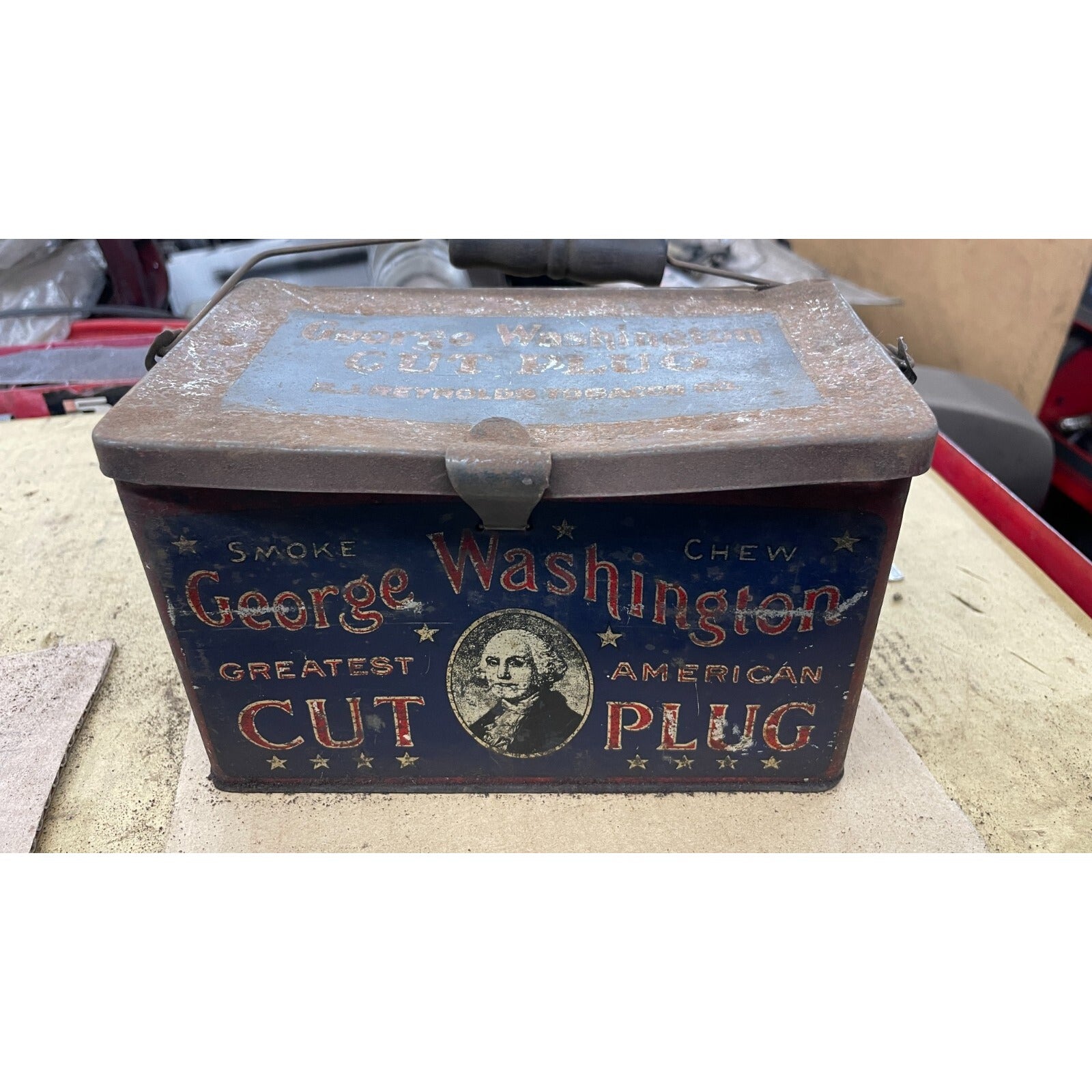 George Washington Cigar Box Greatest American Cut Plug - Tin Only front and top view