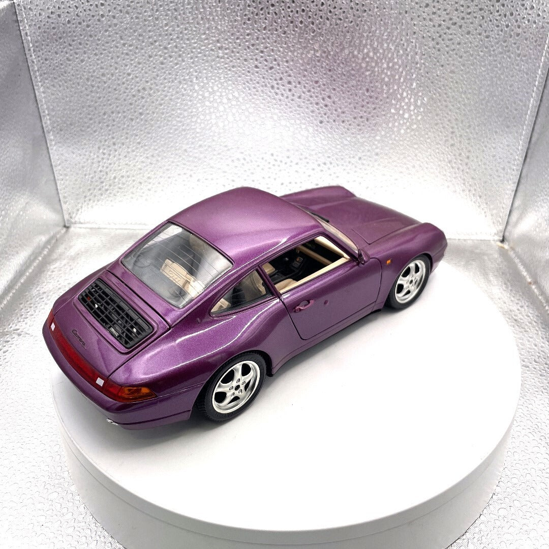 Burango 1993 Porsche Carrera 911 Purple Die Cast, Scale: 1/18 rear/passenger side view