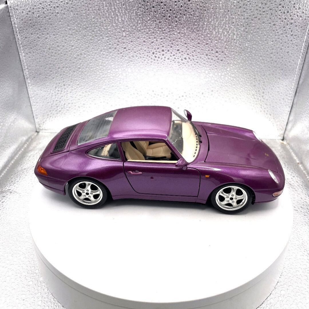 Burango 1993 Porsche Carrera 911 Purple Die Cast, Scale: 1/18 passenger side view
