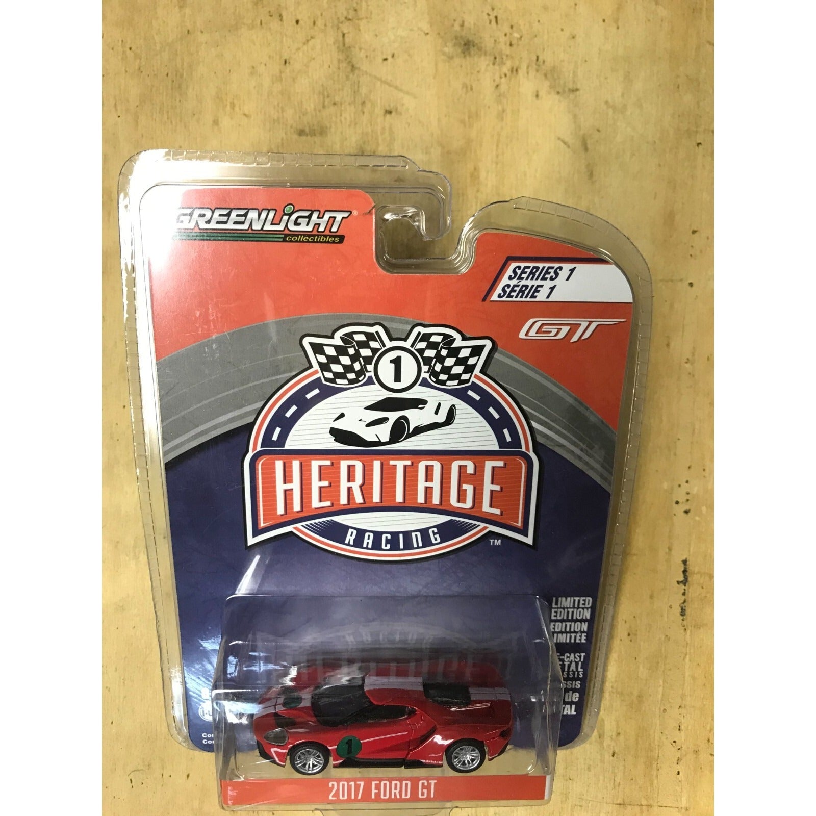 Greenlight 2017 Ford GT front of package displaying car