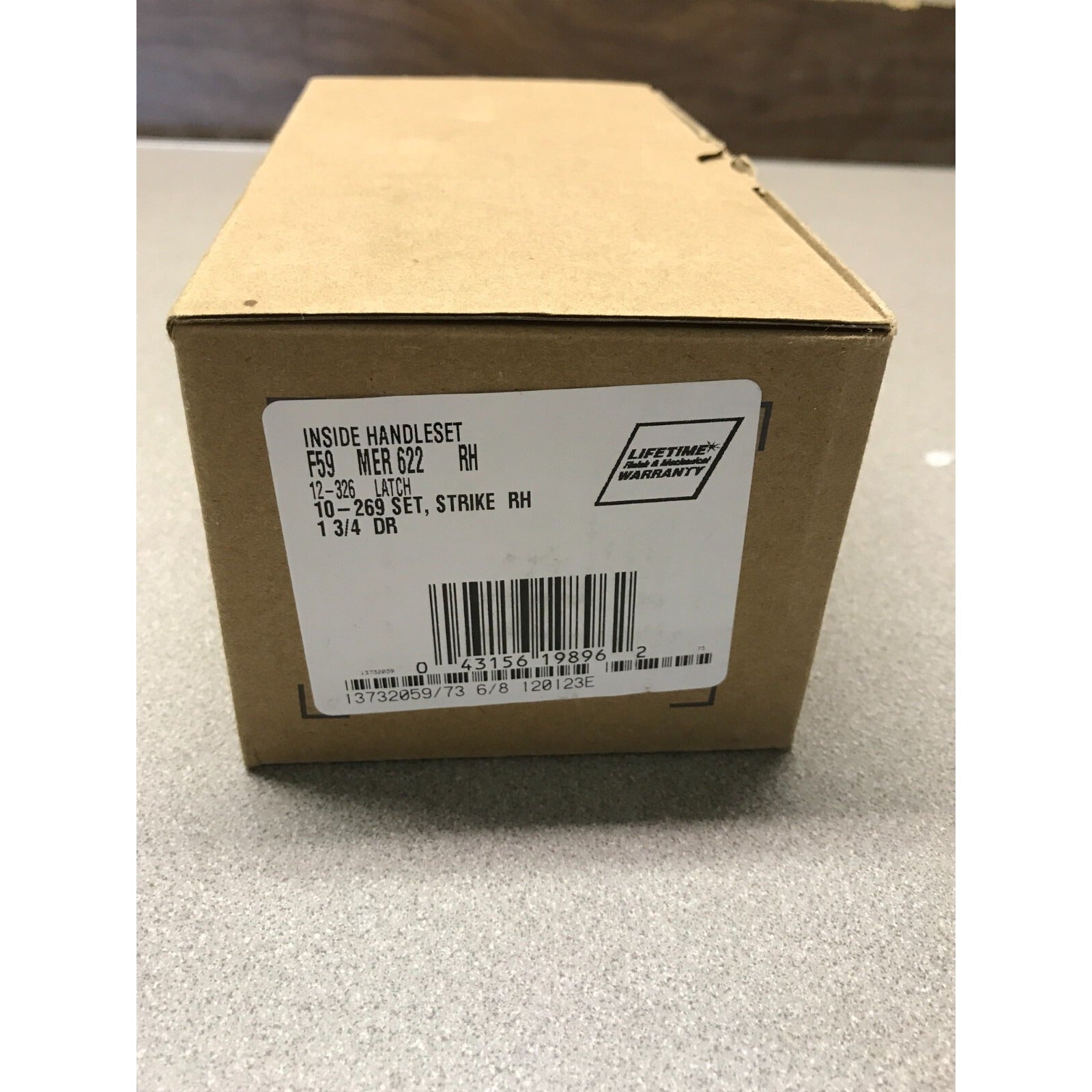 Schlage Inside Handle Set Black, F59 MER622 RH box with product label