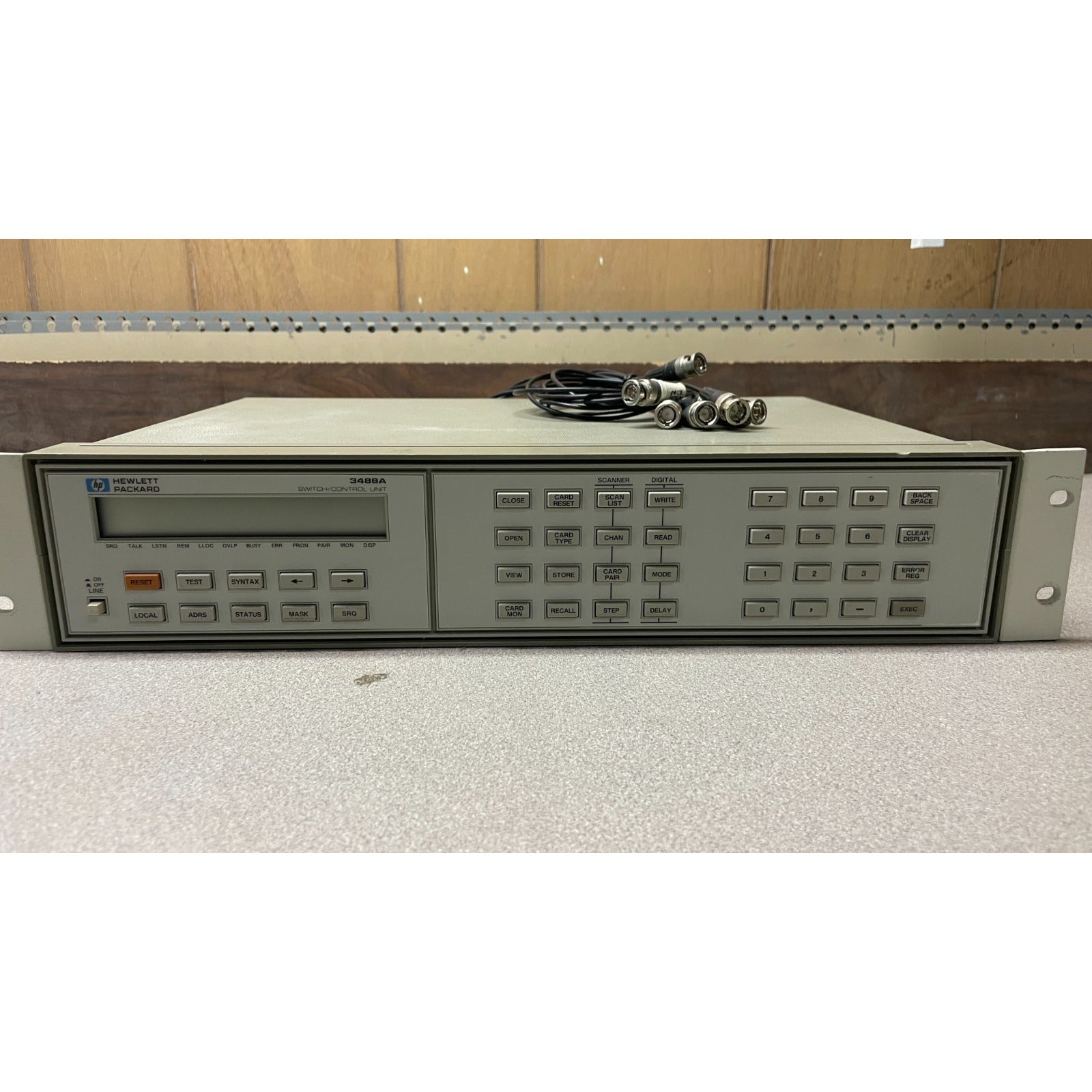 HP 3488A Switch Control Unit w/ 44478Bx5, with HP-IB Connector front panel view